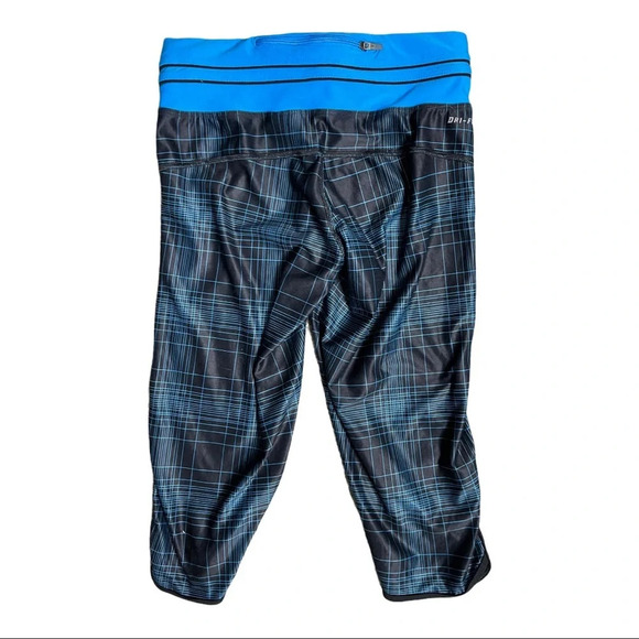 🛍️3/$40 Nike Running Capri Dri Fit Plaid Capri Blue Size XS - Picture 4 of 6